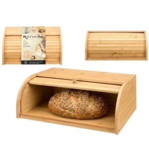 Cutie Paine Bambus Capac Rulant - Design Modern, Natural, 39.4x26.2x16 cm